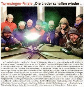Presseartikel zu "Turmsingen-Finale - Die Lieder schallen wieder..."