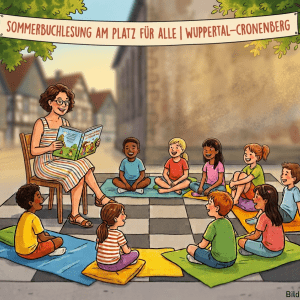 Sommerkinderlesung auf dem Schachbrett - KI-generiert