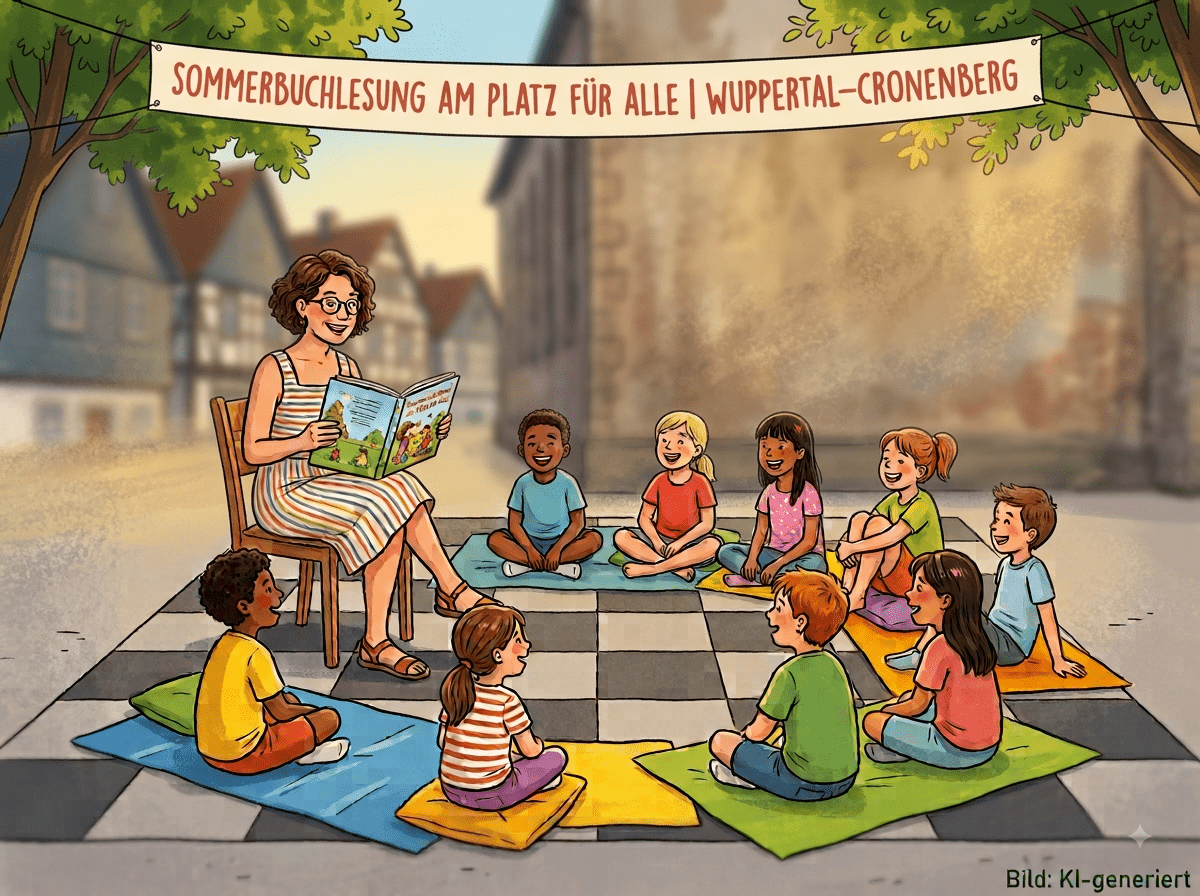 Sommerkinderlesung auf dem Schachbrett - KI-generiert